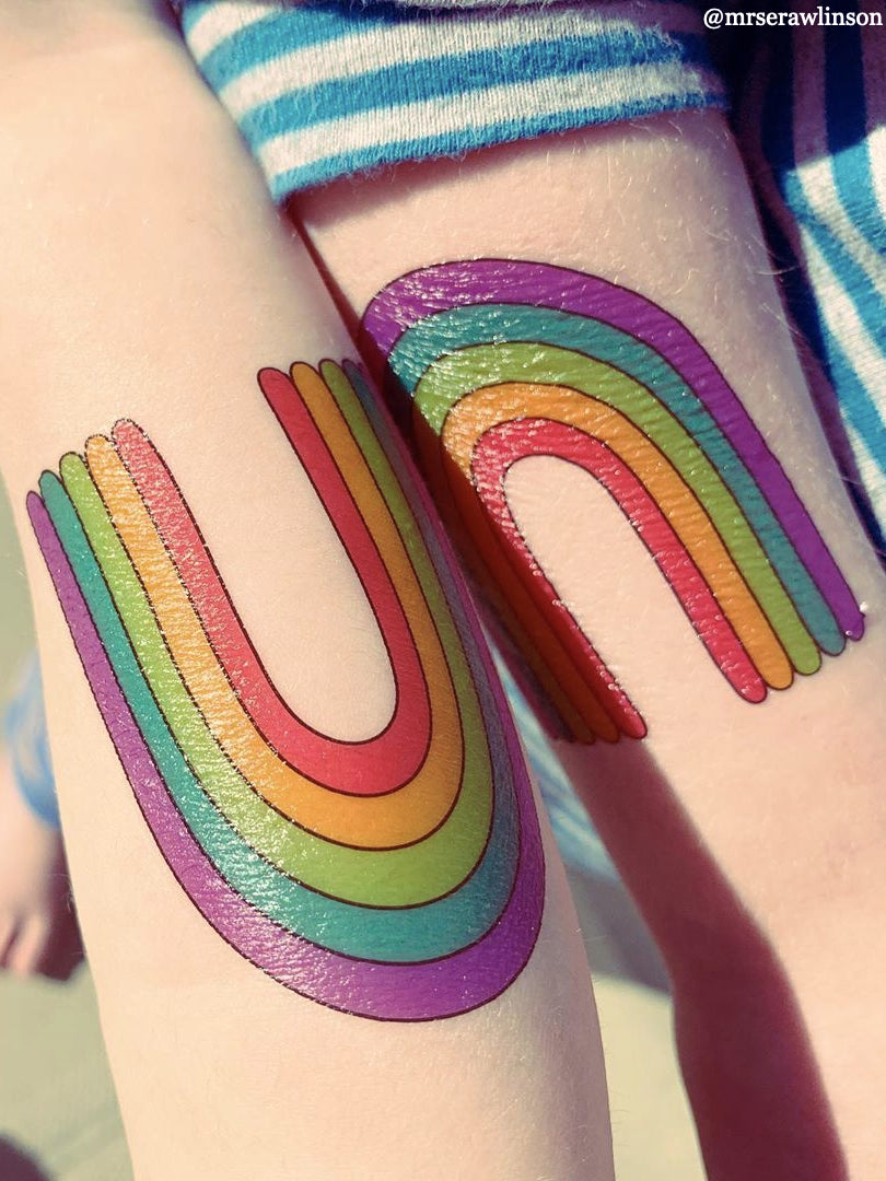 Pastel Rainbow Temporary Tattoos for Colorful Party Fun