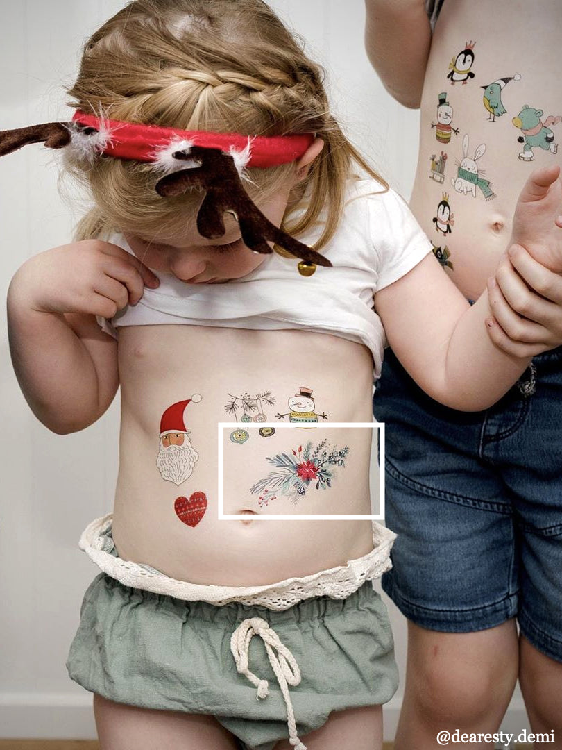 Winter Flowers Temporary Tattoos for Christmas Festive Fun