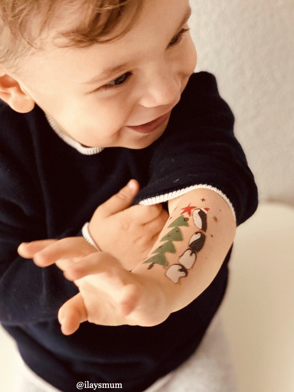 Penguin Tree Temporary Tattoos for Christmas Fun