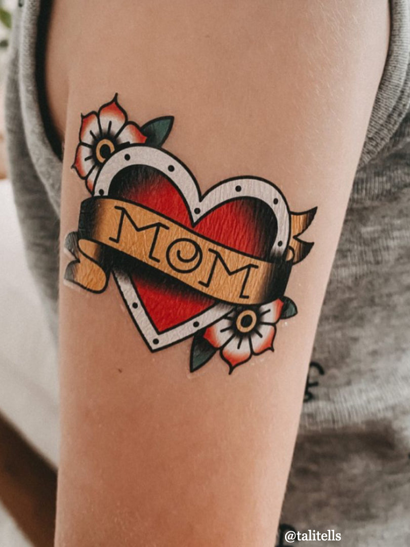 heart tattoos with name banners