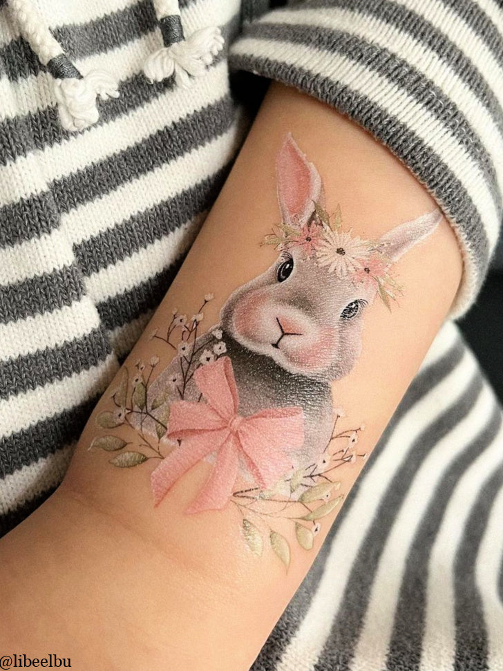 Little Rabbit Disposable Tattoo Stickers Waterproof Long - Temu