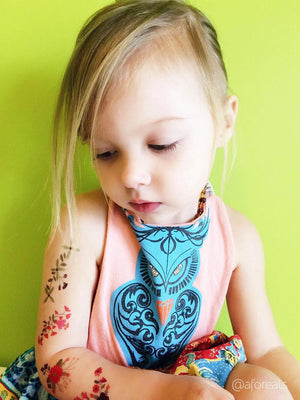 Gipsy style flower temporary tattoo sleeve for hip girls of all ages by Ducky street.