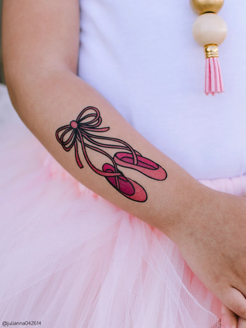 Pointe Ballet Shoes Temporary Tattoos for Kids