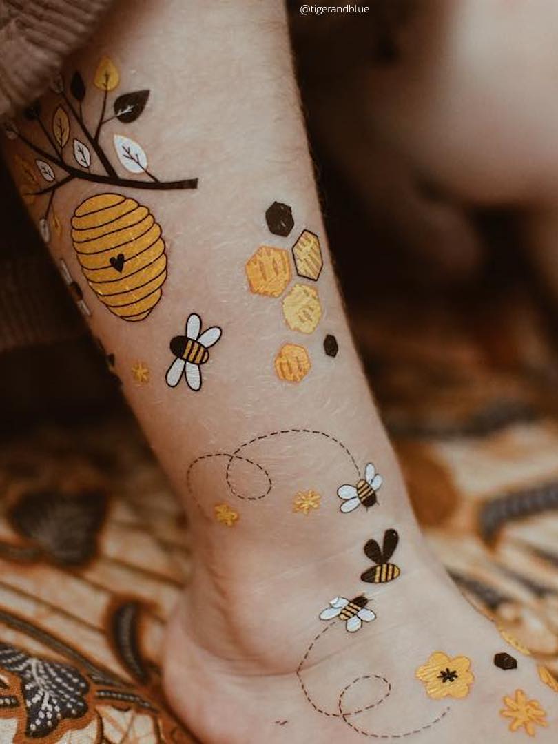 Buy Honey Bee Temporary Tattoo / Bug Design / Honey Bee Art / Bee Lover  Gift Online in India - Etsy