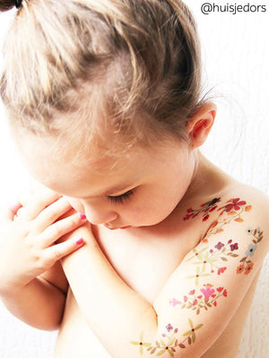 Flower temporary tattoo sleeve made with Ducky street "Flowers" tattoo stickers set.