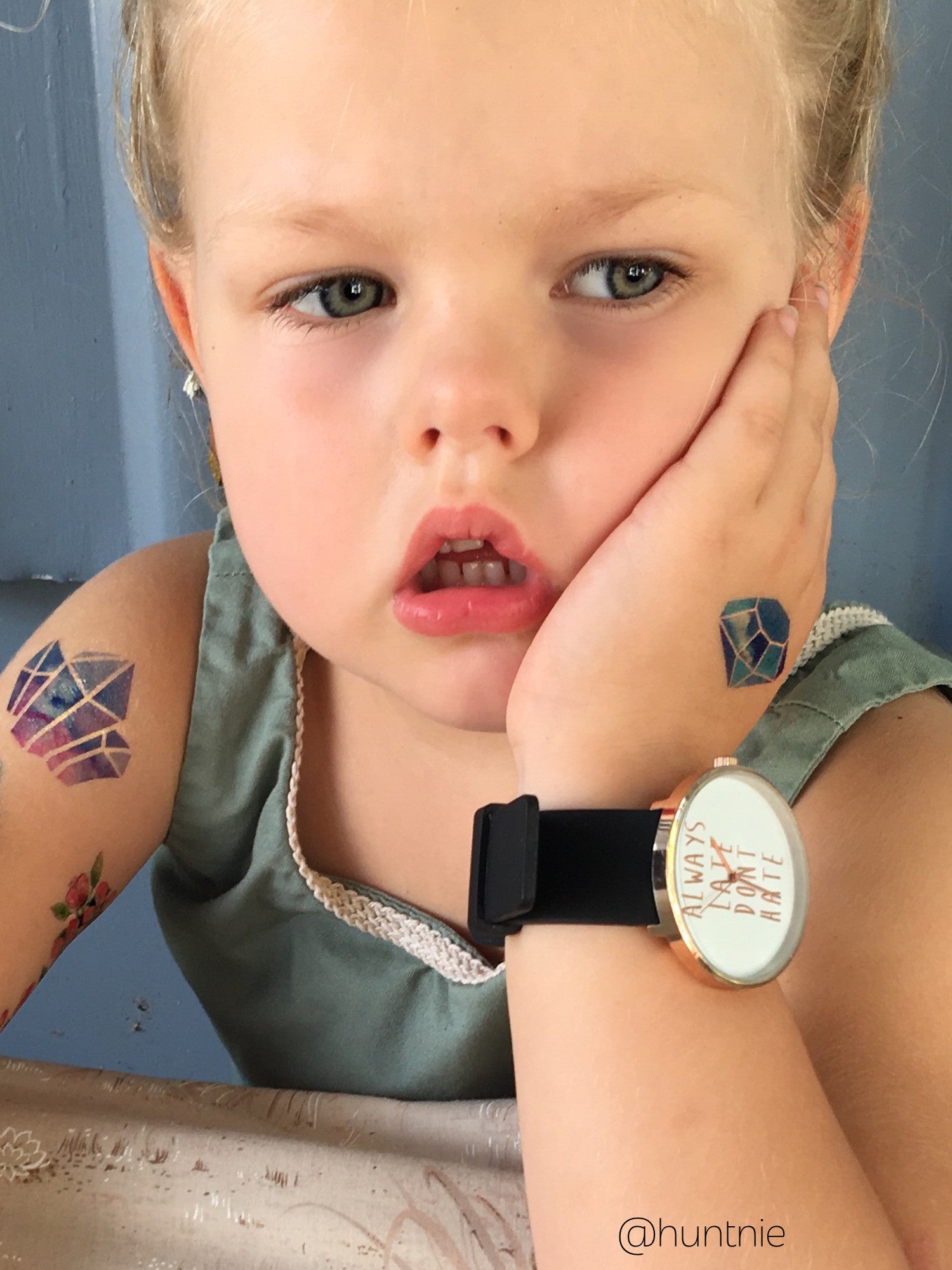 Watercolor diamonds kids temporary tattoos.