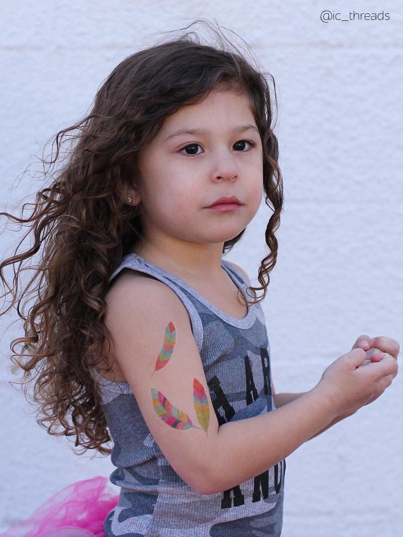 DUCKY STREET kids temporary Tattoo sheet Feathers designed by Pink Pueblo - 4