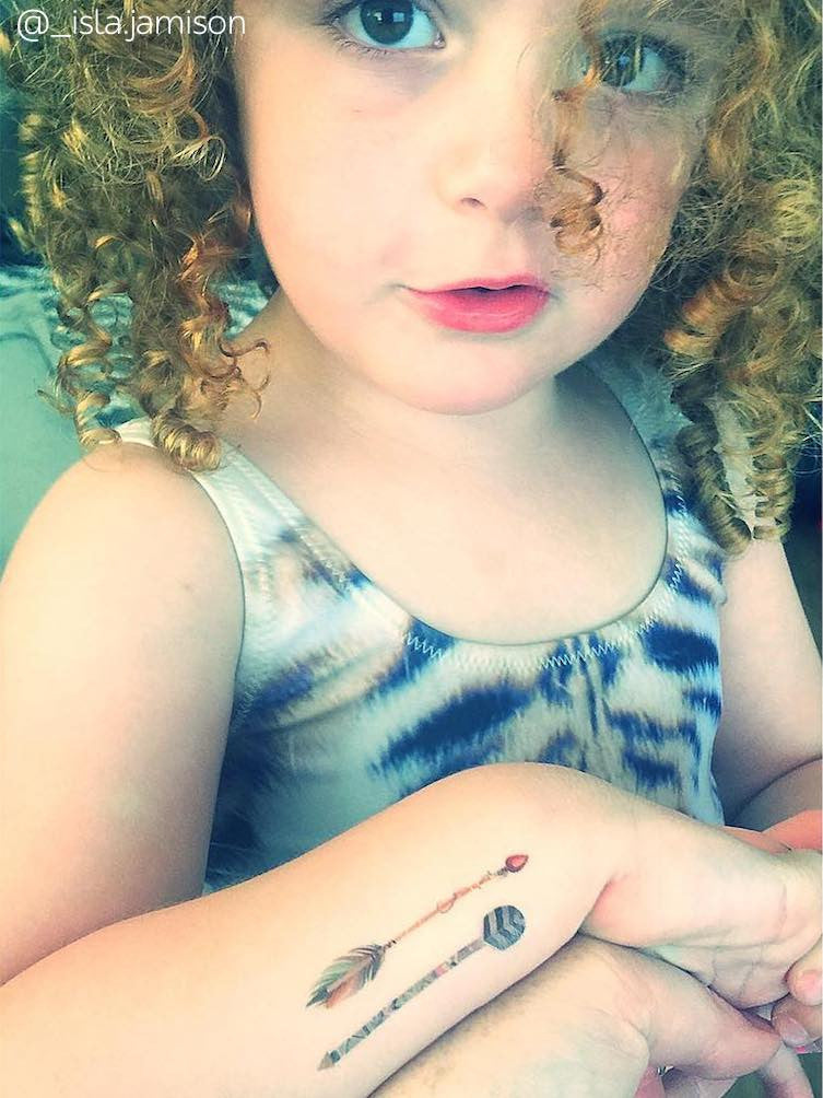 Bohemian arrows temporary tattoos for kids. Tribal set of 21 tattoo arrows for boho style lovers. Boho party supply.