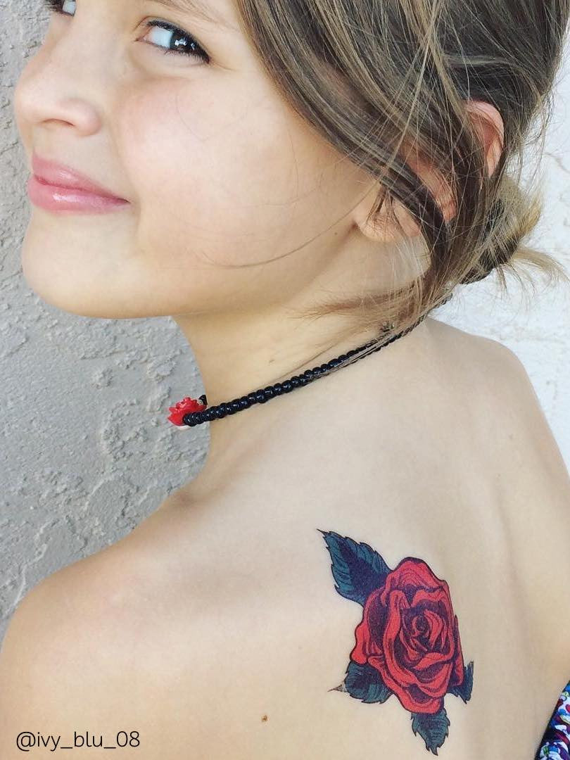DUCKY STREET kids temporary Tattoo Fansy rose designed by Melissa de Nobrega - 2