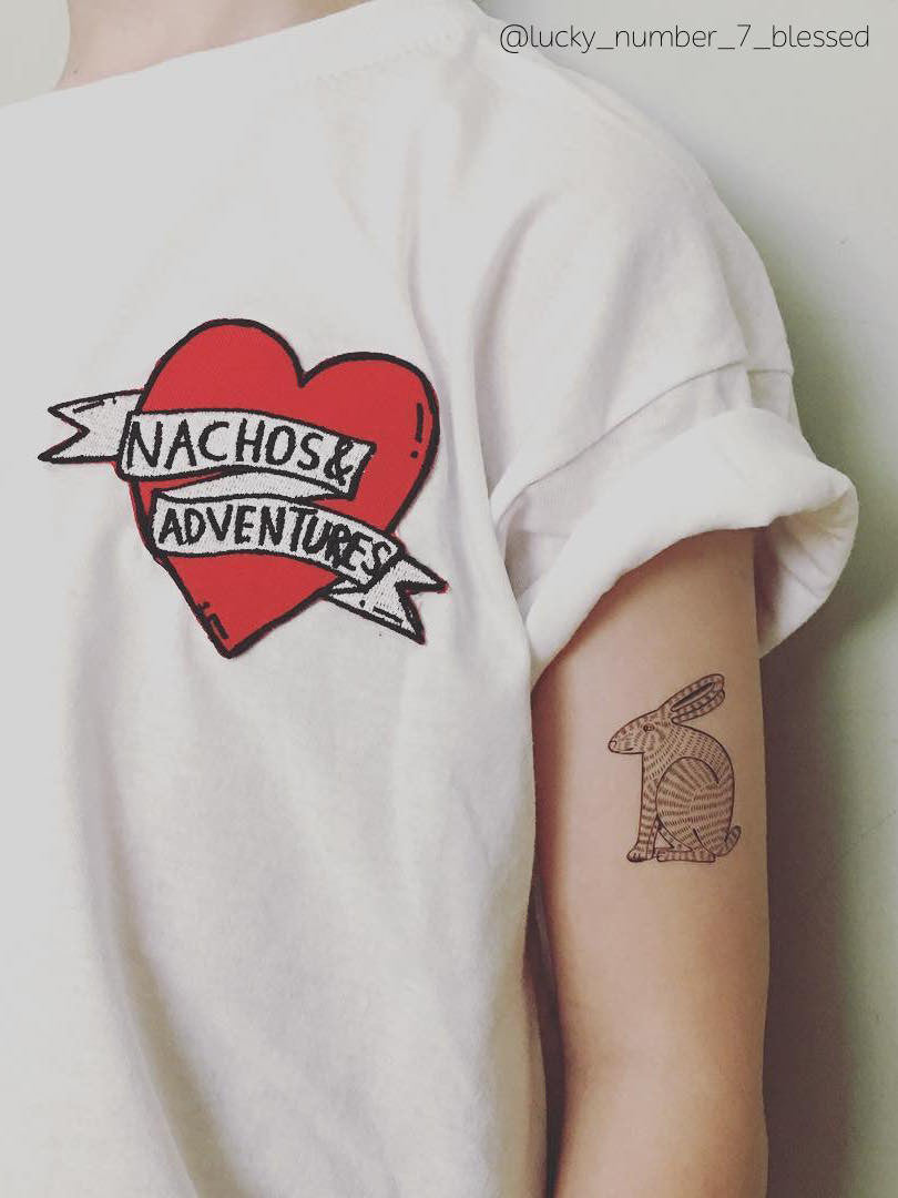 Cute bunny rabbit temporary tattoo for kids from big set of body stickers Animals by Ducky street. 