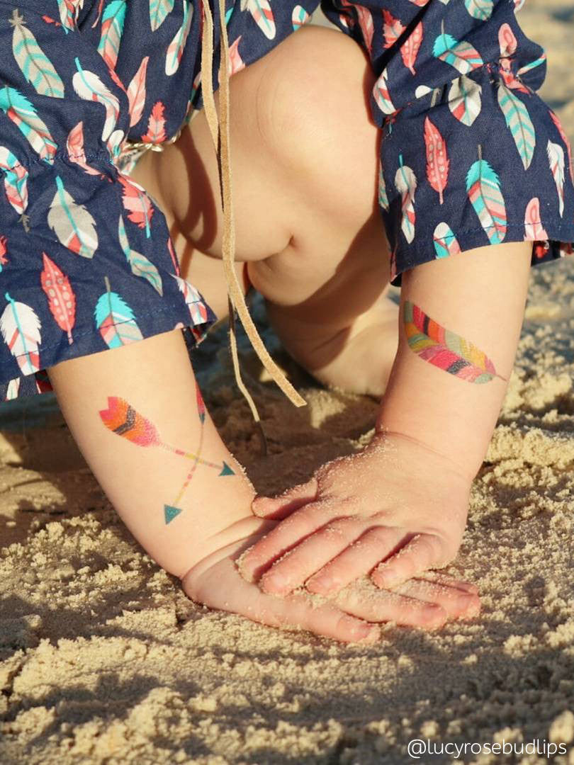 DUCKY STREET kids temporary Tattoo sheet Feathers designed by Pink Pueblo - 6