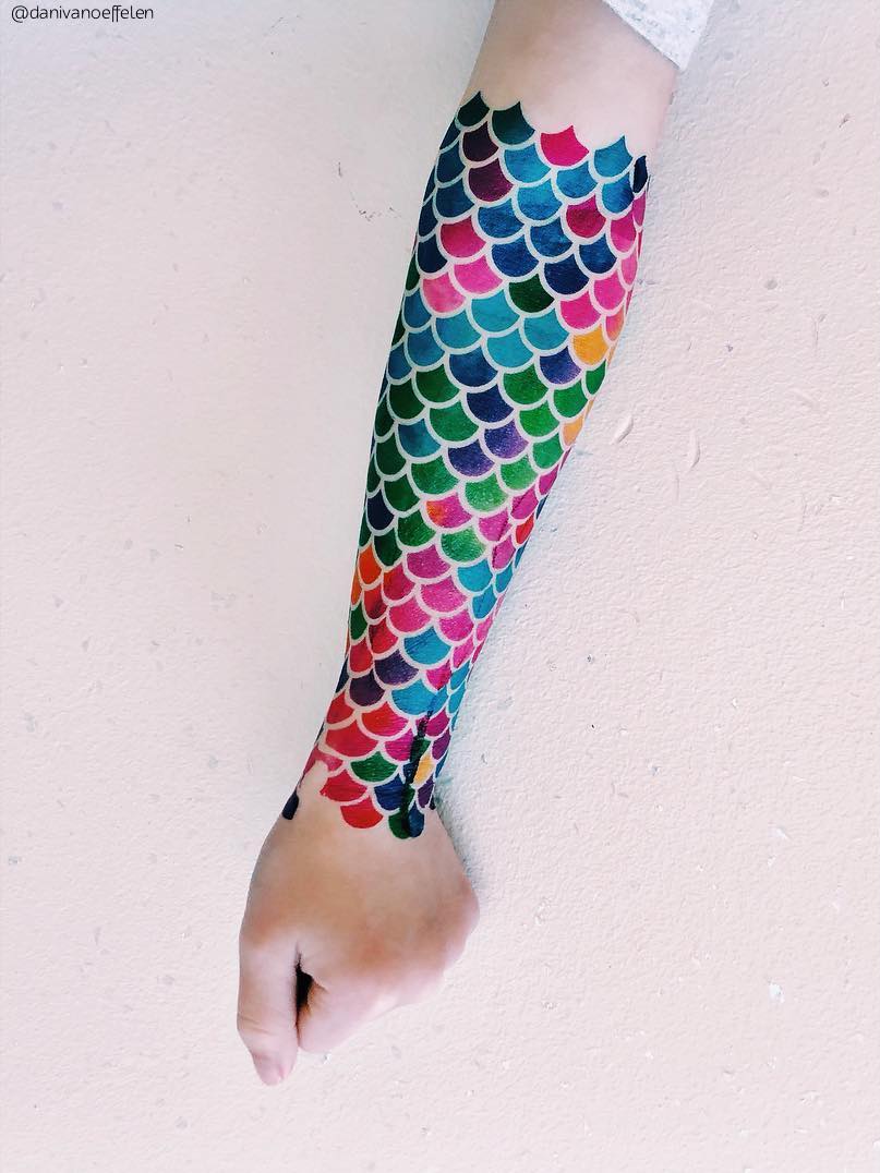 Mermaid scales skin effect bodyart temporary tattoo by Ducky street