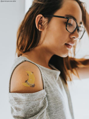 High quality yellow moon in star skirt temporary tattoo from Galaxy tattoo set by Ducky street
