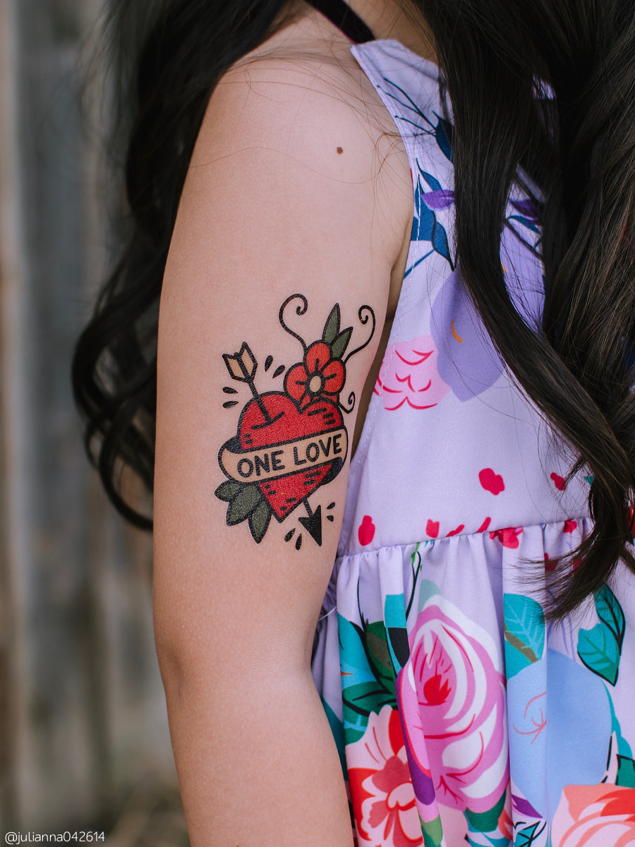 One Love Heart Temporary Tattoos for Party Fun