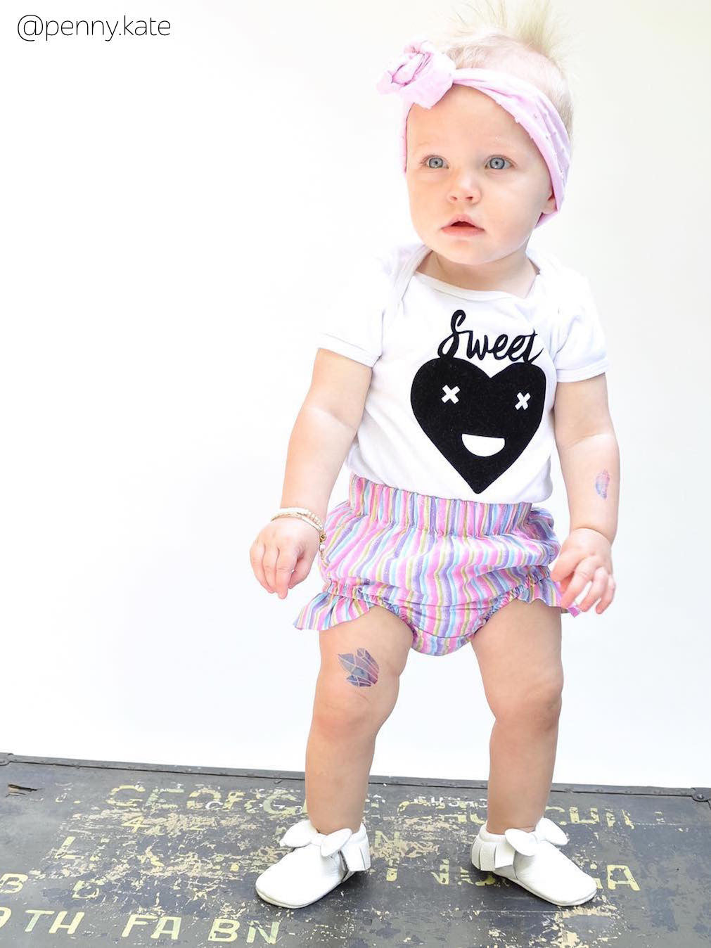 Blue gemstones kids tattoos by Ducky street.