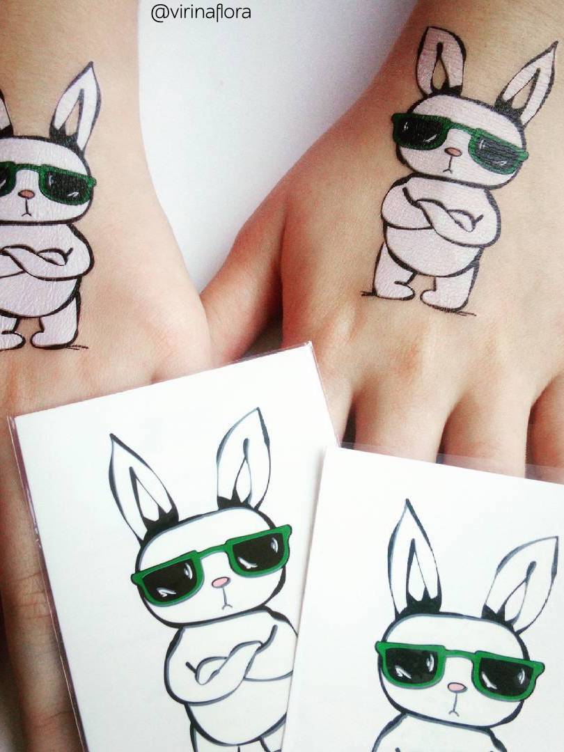Rad Rabbit with Sunglasses Temporary Tattoo | Party Fun - Ducky Street